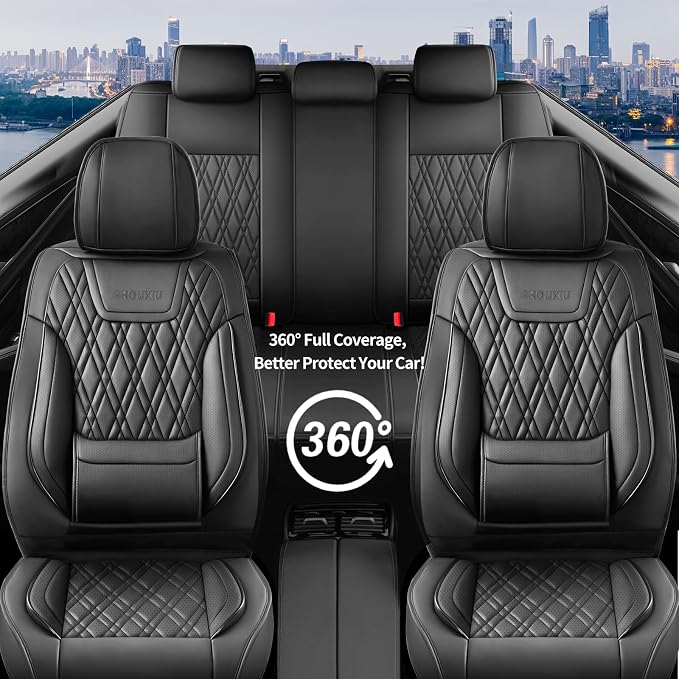 Seat Covers Fit for GMC Sierra 1500/2500/3500 HD 2007-2025,Premium Leather, Waterproof, All-Weather, Airbag Compatible, Breathable, Seat Protectors, Full Set, Black - Image 8