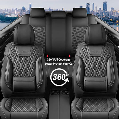 Car Seat Covers Compatible with GMC Yukon 2007-2025 2026 - Full Set 5 Seats Luxury Leather All-Weather Seat Cushions & Protectors, Waterproof & Breathable, Airbag Compatible (Black) - Image 8