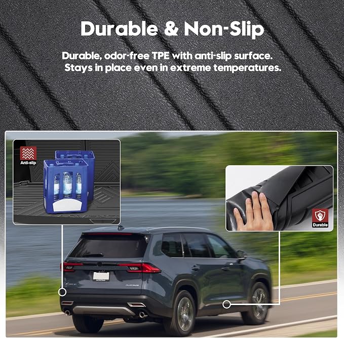 T TGBROS Floor Mats for Toyota Grand Highlander 2024-2026, 7 & 8 Passenger, All Weather Custom Fit TPE Liner Set with 1st 2nd 3rd Row Mats, Seatback Covers, Cargo Liner & Door Sill Protectors - Image 4