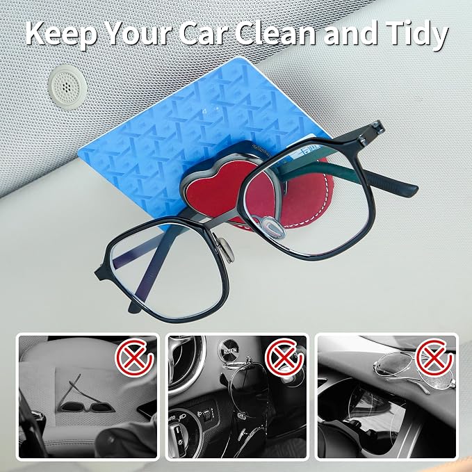 Sunglass Holder for Car, Heart Shape Leather Car Visor Sunglasses Holder, Universal Car Interior Visor Accessories - Image 2