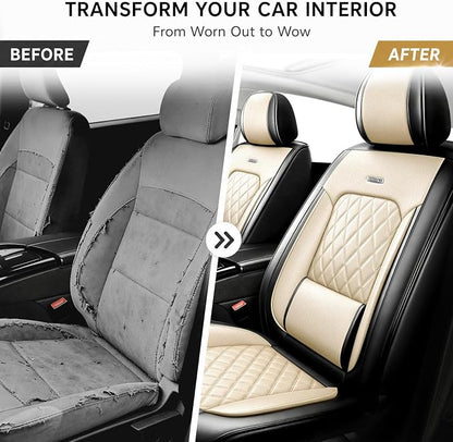 for Subaru Legacy 2008-2026 Car Seat Covers, Full Set, Beige | Luxury Full Coverage Leather Seat Protectors, Waterproof Breathable, Non-Slip, Easy to Install, Airbag Compatible, All-Season - Image 4