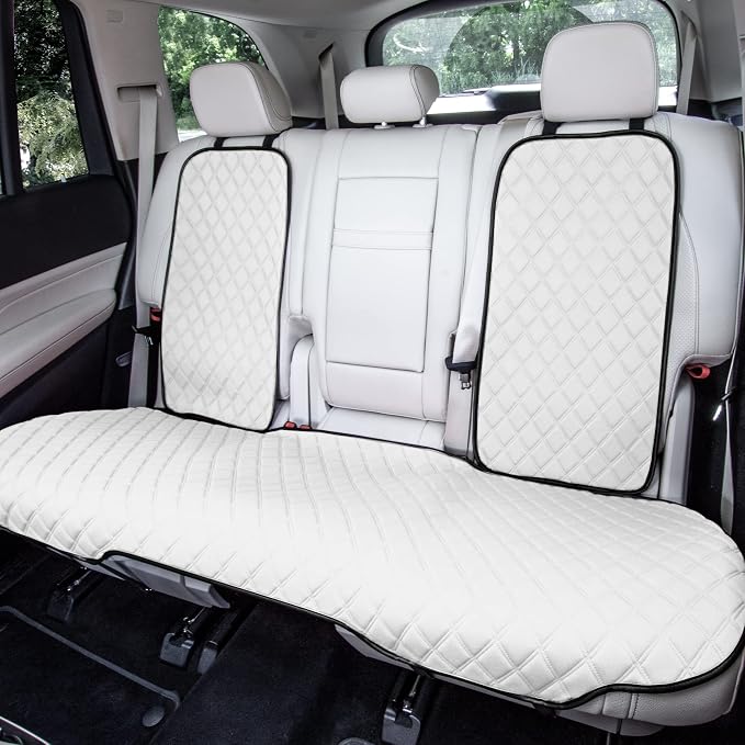 FH Group Car Seat Cushion Neosupreme Automotive Seat Cushions - Universal Fit, Rear Car Seat Cushion, Car Seat Cushions with Non-Slip Silicone Backing for SUV, Sedan, Van Rear Set White - Image 2