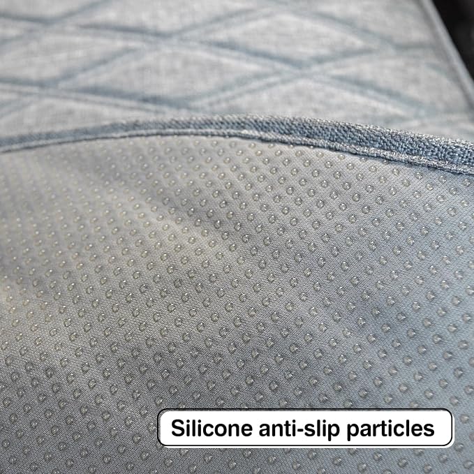 Leader Accessories Faux Linen Rear Bench Seat Cover, Size M, Grey | Breathable Back Seat Protector With Non-Slip Bottom, Diamond Stitched Bench Seat Cushion for Vehicles Cars Van SUV Truck - Image 3