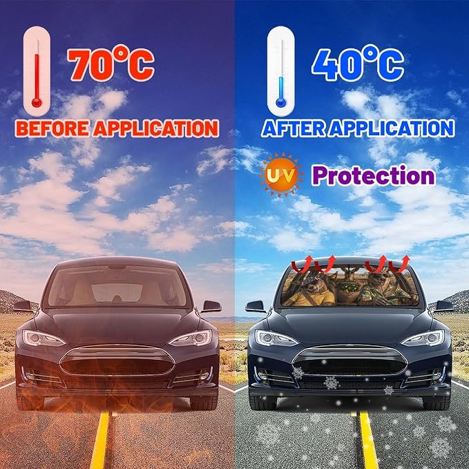 Kangaroo Car Windshield Sun Shade Umbrella Bendable Handle Foldable Funny Beer Kangaroo Sunshade for Car Windshield Block UV Rays Keep Vehicle Cool for Most Sedans SUV Trucks Cars 57"x30" - Image 6