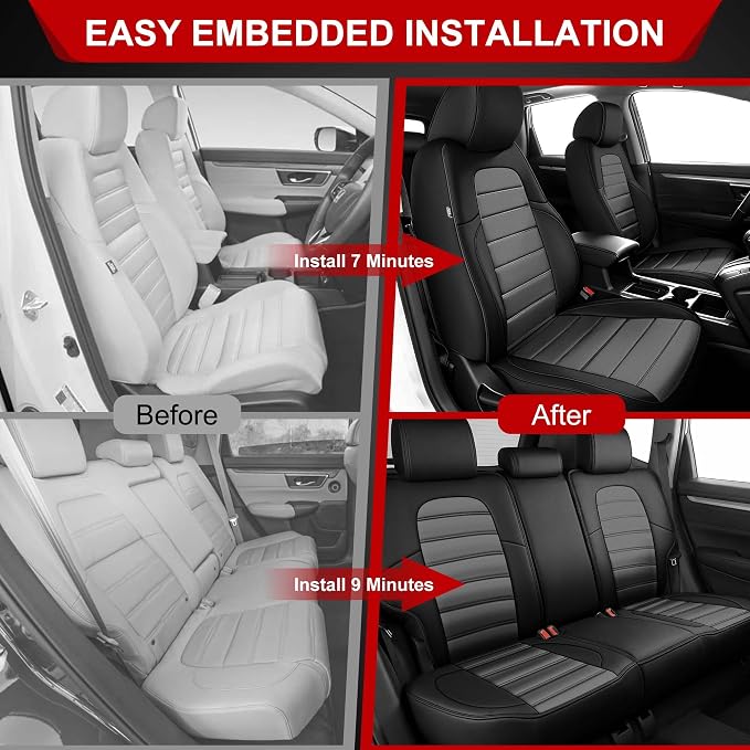 TTX LIGHTING Custom Fit Seat Covers for Honda CR-V 2017-2022 | Original Seat Pattern Waterproof Faux Leather Full Set for 2-Row 5 Seats, Airbag Compatible - Image 9