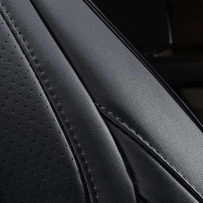 Huidasource Front Seat Covers for Wrangler JL 2018-2026, Gladiator 20-26 | Breathable Faux Leather Car Seat Cover for Jeep Wrangler JL 4-Door, For Jeep Gladiator 2020-2026, Front Pair Black - Image 9