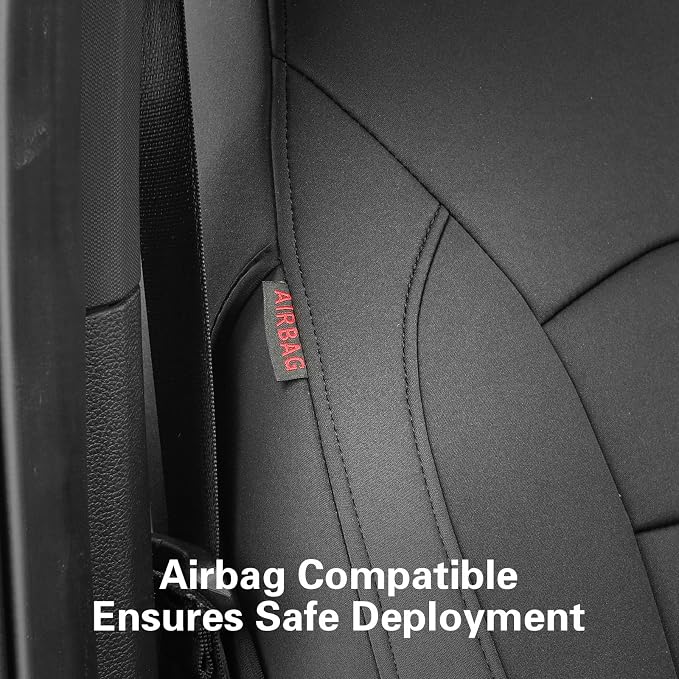 EKR Ram 1500 Seat Covers Custom Fit for (Crew Cab) RAM 1500 Laramie/Limited/Longhorn/Rebel 2019-2026 &Big Horn 2026,Waterproof Black Car Seat Cover for Trucks Full Set-Neoprene(Black) - Image 5