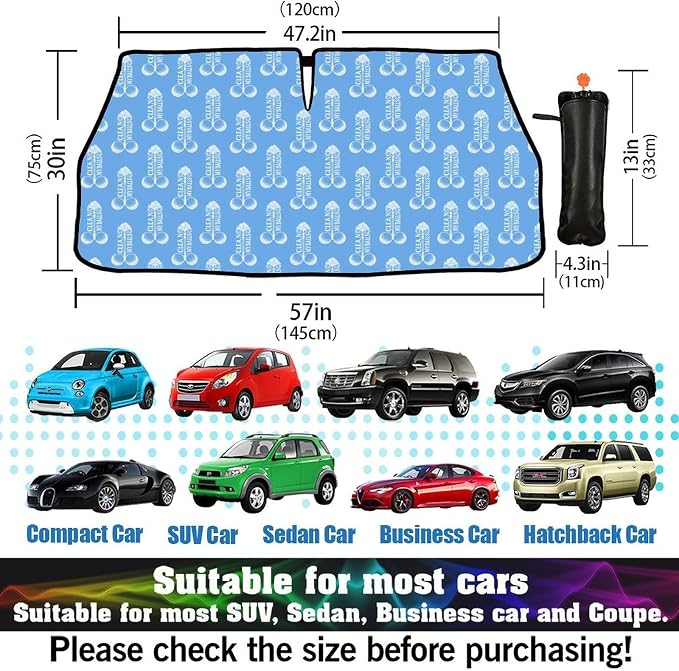 Socira Clean Funny My Balls Car Windshield Sunshade Umbrella Car Foldable Umbrella Sunshade for Front Window UV Reflector Auto Windshield Umbrella Sun Shades Cover for Most Vehicles 57'' X 30'' - Image 3