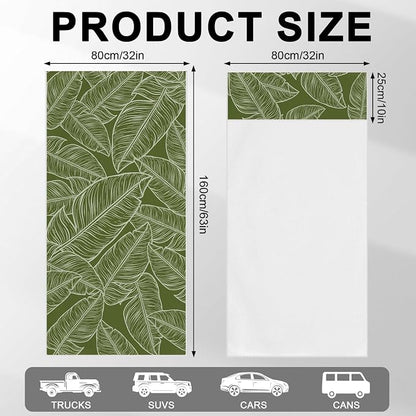 2 Pack Car Towels Seat Cover with Storage Bag, Multifunctional Microfiber Towel for Gym Outdoor Sport Running,Picnic, Beach, Pet Dog Travel,Fits Car SUV Truck (Tropic Leaves) - Image 3