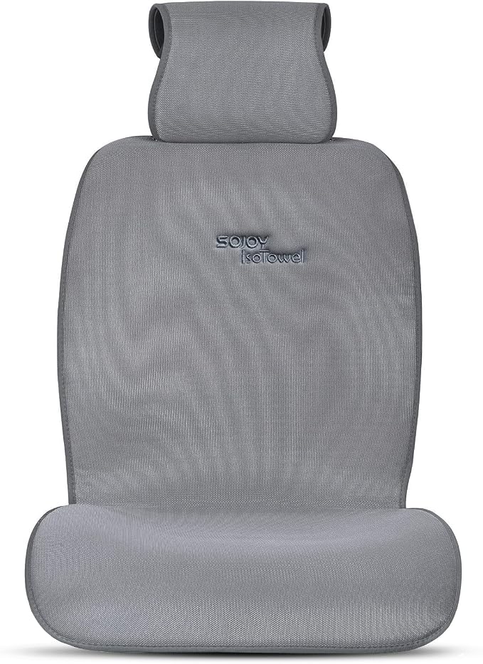 IsoTowel Car Seat Cover,Microfiber Seat Towel,with Quick-Dry Material and Non-Slip Back,Car Seat Protection for All Workouts,All-Weather(Gray) by Sojoy
