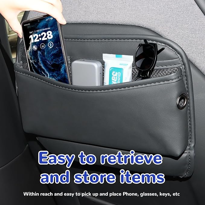 MARCHFA Car Seat Side Pocket Organizer Car Pocket Pouch for Seat, Door, Console, Car Seat Gap Filler Organizer Multifunctional Car Organizer Accessories for Phone Sunglasses Keys Cards (Large) - Image 4