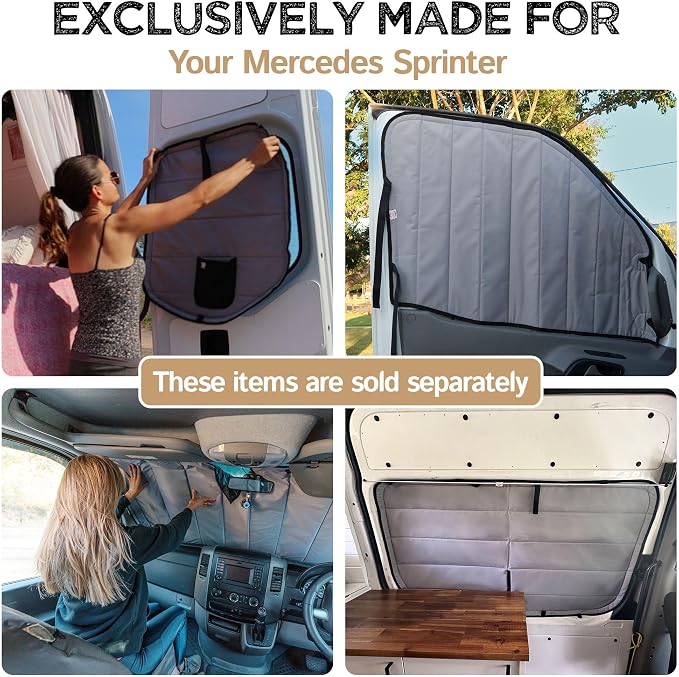 Living in a Bubble Insulated Blackout Rear Left Side Window Cover for Mercedes Sprinter Van Year 2007-2026 170" Length LWB & XLWB, NCV3 & VS30 (Bare Metal Frame) - Image 6