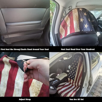 Car Seat Cover Protector Front Seats,for Gym Workout,Running,Swimming,Beach and Hiking,Waterproof Sweat Towel Bucket Seat Covers for Cars SUV Trucks (American Flag, 1Pcs) - Image 4