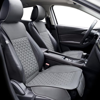 Elantrip Leather Car Seat Covers Front 2PC Waterproof Universal Fit Gray | Versatile gray faux leather — waterproof, scratch-proof & UV-resistant by Elantrip