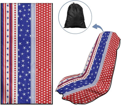 Horeset American Flag Car Seat Towel Cover Quick-Dry Star Stripes Front Car Seat Cover After Gym Sweat Automotive Seat Protector Towel Easy Fit Front Seat Cover - Image 5