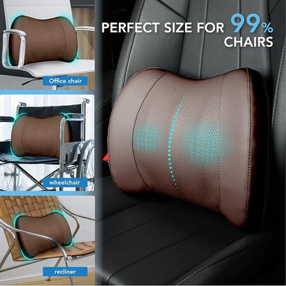 Lofty Aim Lumbar Support Pillow for Car, Car Seat Back Support for Driving | Memory Foam Car Lumbar Support for Driving Seat, Car Back Cushion, Adjustable Straps, Lower Back Pillow, PU Leather, Brown - Image 8