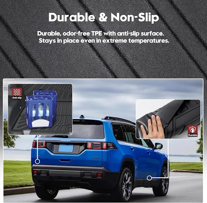 T TGBROS Floor Mats for Jeep Cherokee Hybrid 2026 (Not for Gas), All Weather Custom Fit TPE Floor Liner Set with Front Rear Mats Trunk Cargo Liner Backrest Mat Full Coverage 4PCS - Image 4