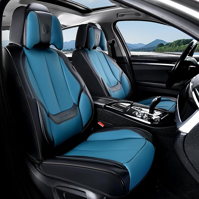 Coverado Car Seat Covers, Seat Covers for Cars, Waterproof Leather Auto Seat Protectors, Leather Car Seat Cushion, Car Interiors Accessories Universal Fit for Most Cars by COVERADOAUTO