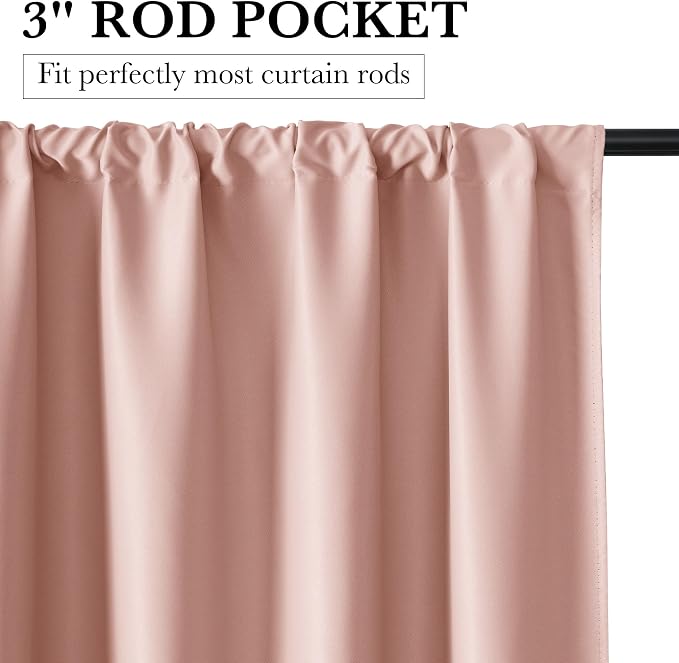 RYB HOME Bedroom Blackout Curtains 80 inches Long, 100% Blackout | Thermal Insulated, Noise Reducing, Curtains for Living Room Nursury, For Sleep, W42 x L80, Biscotti Beige - Image 2