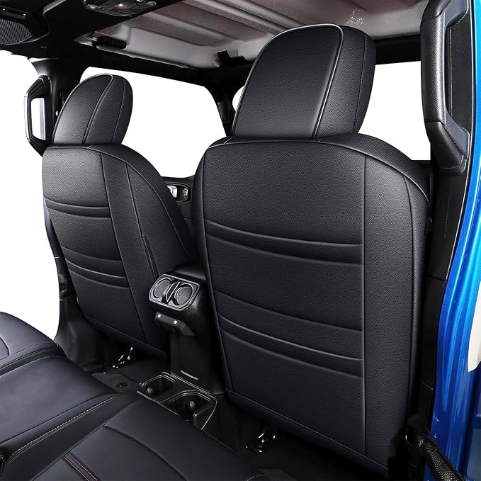 Custom Fit Seat Covers for Jeep Gladiator JT 2020 2021 2023 2024 2025 2026 Full Set Black Car Seat Protectors Premium Faux Leather Automobile Seat Seat Cover - Image 3