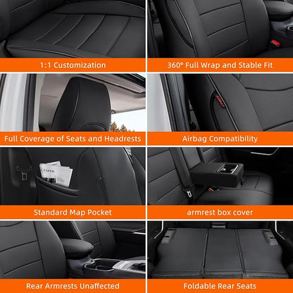 Ranaya Custom Fit Lexus Seat Covers for Lexus GX460 2012–2023 | for Base,Premium,Luxury,6-Passenger Full Set,(2nd Row Captain Chairs),Waterproof Leatherette, Pet & Kid Friendly,Black&Grey - Image 9
