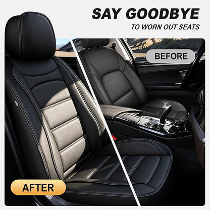 IKABEVEM Car Seat Covers for Ford Fusion 2007-2020 Full Set(5 Seats) | Luxury Fuax Leather, Waterproof, Airbag Compatible, Easy to Install, Scratch‑Resistant Seat Protection, Black - Image 5