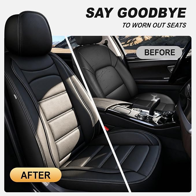 IKABEVEM Car Seat Covers Fit for Honda HRV 2016-2026: Full Set Luxury Leather Automotive Seat Covers, HR-V Car Seat Protector(5 Seats, Black) - Image 5