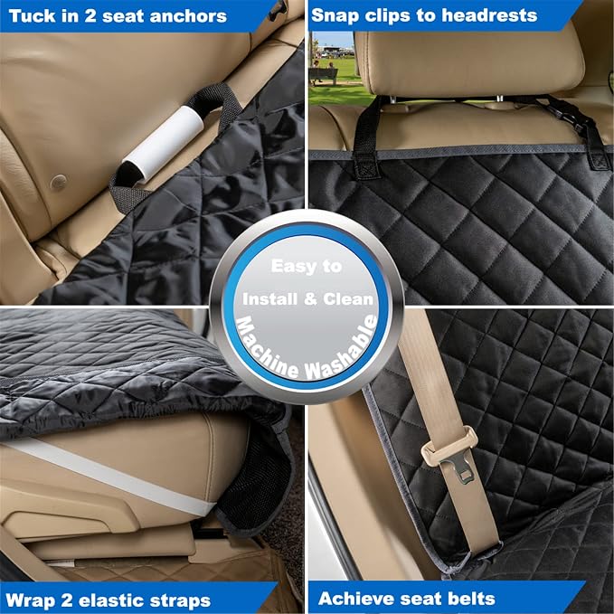 VIEWPETS Bench Car Seat Cover Protector - Waterproof, Heavy-Duty and Nonslip Pet Car Seat Cover for Dogs with X-Large Size Fits for Large SUVs & Trucks | Nonslip Dog Back Seat Cover Protect from Mud, Spills, Scratches, Machine Washable, X-Large Size Fi... - Image 6