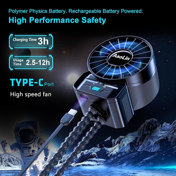 2 Pack Multifunctional Portable Stroller Fan 4 Speed 6600rpm High Speed Usb Rechargeable Personal Mini Handheld Fan Extended Tripod For Desktop Winding Kids Bed Treadmill Bike Golf Cart Outdoor Travel - Image 4