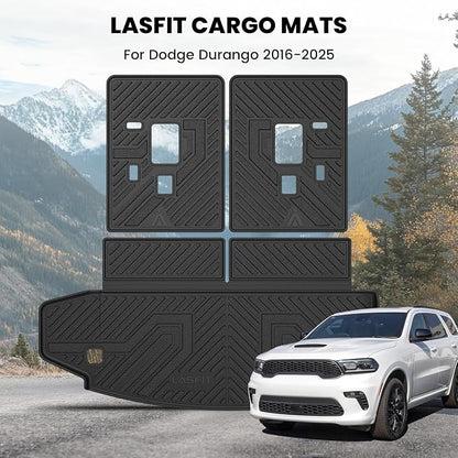 LASFIT Cargo Mat for Dodge Durango 6/7-Seat Models 2011-2026 | Not Fit 5-Seat Models, All Weather TPE Custom Fit Cargo Trunk Mat & Backrest Seat Protector, Black - Image 7