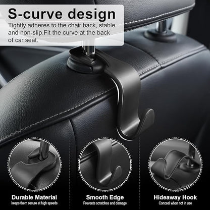 LivTee Car Seat Headrest Hook, Auto Seat Hook Hangers Storage Organizer Interior Accessories for Purse Coats Umbrellas Grocery Bags Handbag, 4-Pack - Image 2