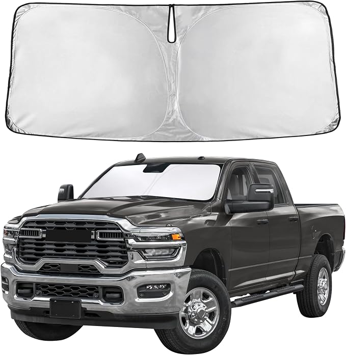 Autovir Windshield Sun Shade Fit for 2010-2024 2025 2026 Dodge Ram 2500 | Sunshade, Front Car Window Shades Sun Visor, Blocks UV Rays & Heat, Car Accessories by Autovir