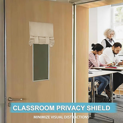RYB HOME Classroom Door Window Cover Lockdown Shades Blackout, No Drill | Privacy Sidelight Glass Door School Office Blinds, Room Darkening Blocks Views, Portable Curtains, W12 x L30, Beige, 1 Panel - Image 2