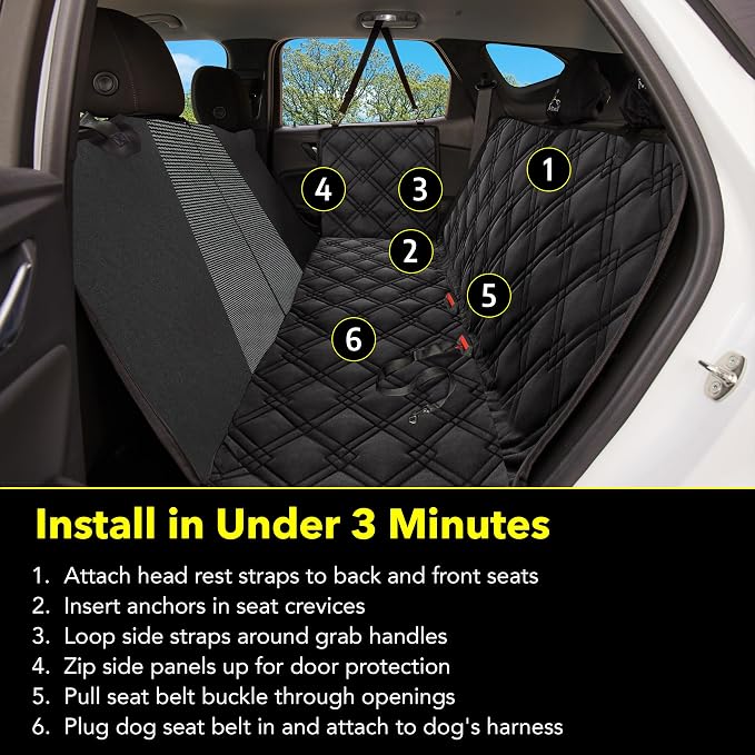 Meadowlark Dog Car Seat Cover, Heavy Duty Hammock, XL Trucks, Black Mesh - Image 6