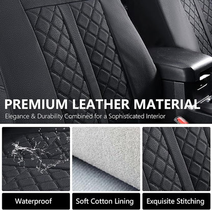 Truckiipa Tacoma Truck Seat Covers Full Set Leather Waterproof Seat Covers Fit for 2005-2015 Toyota Tacoma Double Crew Cab, Full Set, Black - Image 5