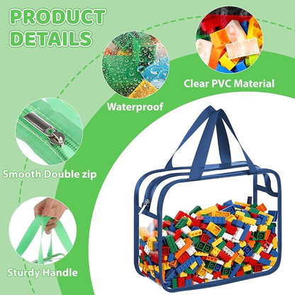 Toy Storage Bags 4 Pack, Clear PVC Toy Organizers, Colorful | Waterproof PVC, Large 30 x 10 x 22 CM Size, Label-Ready, For Toys, Books, Puzzles, Classroom and Travel - Image 3