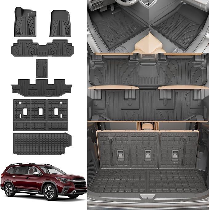 Floor Mats for 2019-2025 2026 Subaru Ascent | Trunk Mat Cargo Mat Liner TPE All Weather Back Seat Cover Protector 2023 Ascent Accessories by Thinzyou