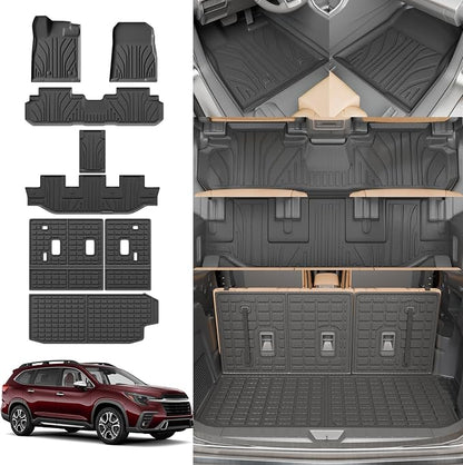 Floor Mats for 2019-2025 2026 Subaru Ascent | Trunk Mat Cargo Mat Liner TPE All Weather Back Seat Cover Protector 2023 Ascent Accessories by Thinzyou