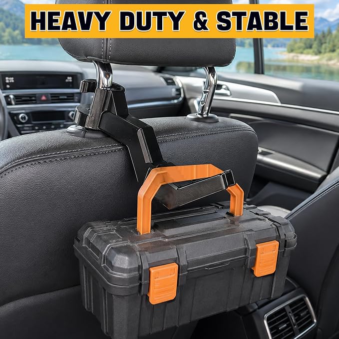 2 Pack Hard Hat Holder for Truck Seat,Headrest Hooks for Car,Quick Install | Portable Hard Hat Hanger,Vehicle Accessory Storage Assistant for Hard Hats,Bags & Work Gear - Image 4