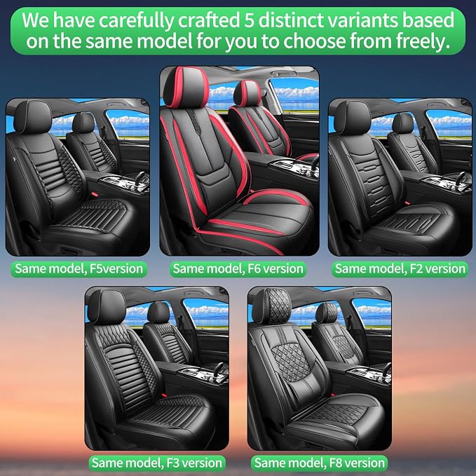 Fit Ariya Car Seat Covers for Nissan Ariya 2023 2024 2025 2026 -Upgraded Premium Waterproof & Breathable Leather,Airbag Compatible,All-Weather Seat Cushion Protector,2 Front/Black-Red - Image 9