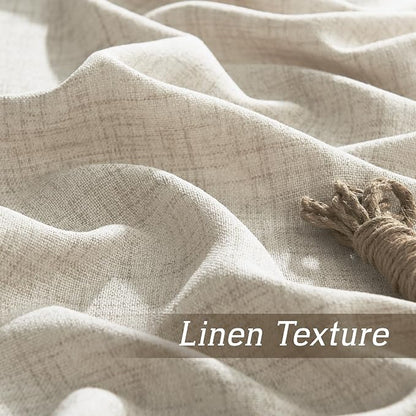 RYB HOME Natural Beige Linen Sheer Curtains 102 inches Long for Living Room | Weave Textured, Rod Pocket, Light Filtering, for Dining Room, W52 x L102, 2 Panels Set - Image 5