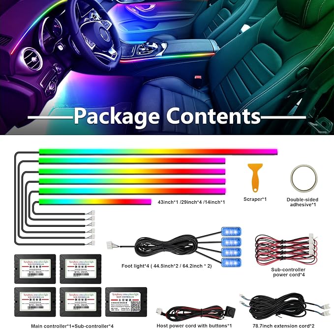 Dreamcolor Acrylic Interior Lights, 10 in 1 LED Strip Lights with APP Control and 213 Color Modes, Car Accessories Decorative Lights, Neon Ambient Lighting Kits - Image 5