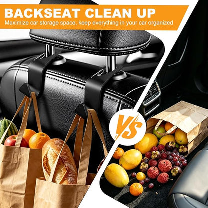 Car Seat Headrest Hook for Purses Bags Groceries, 4 Pack Black | Holds 50lbs 360° Rotating, Vehicle Storage Organizer, Universal Car Interior Accessories, Road Trip Essentials - Image 7