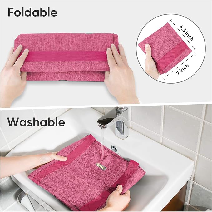 BALEINE Extra Large Storage Tote with Zippers & Carrying Handles, Heavy-Duty Oxford Fabric Moving Bags for Laundry, Space Saving, Storage, Berry Red - Image 2