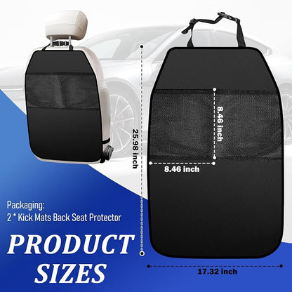 2PCS Car Seat Back Protector Mat,Anti-Scratch Seat Protectors | Covers 25.98" × 17.32",Built-In 2 Large Storage,Non-slip,Easy to Install,Durable & Easy to Clean,Universal Fit Car,SUV,Truck - Image 2