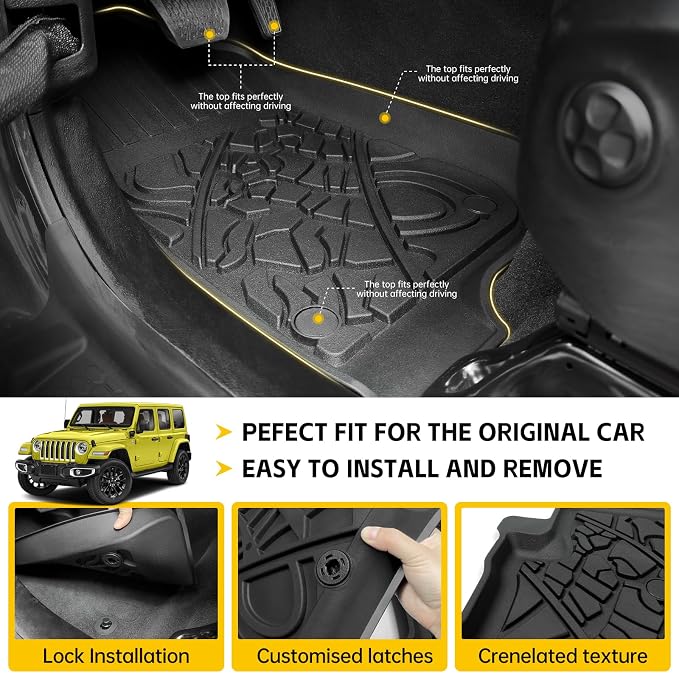 Cargo Mats for 2021-2026 Jeep Wrangler JL 4XE Floor Liners with Trunk Mat Backrest Mat All Weather TPE Protector Rear Floor Trunk Liners for 21-26 Wrangler JL 4XE 4 Door Accessories - Image 4