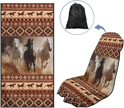 SEANATIVE Western Horse Print Car Accessories Sweat Towel Seat Cover Protectors Universal Fit for Car Truck SUV Seat for Dog & Kid Workout Outdoor OR Sport Activities - Image 5