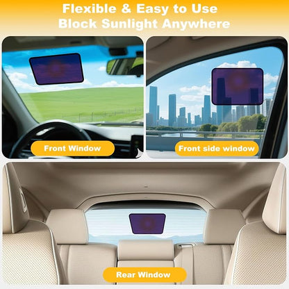 XCBYT Static Cling Car Window Sahdes for Driver Side Window, 2-Pack | Block glare from different angles at any time. Clean the glass before to ensure a secure bond. See-through view - Image 3
