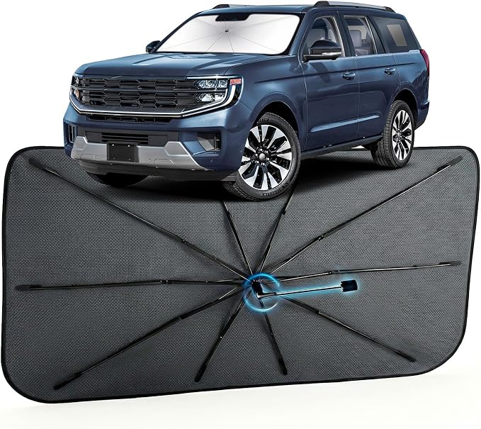 Car Windshield Sun Shade for Ford Expedition 2018-2026 –[Reflective Coated Fabric] Sunshade Umbrella for Front Window, Car Shades Sun Visor Keep Car Cool and Protects Interior, 1:1 Exact Fit by MakeLifeBetter