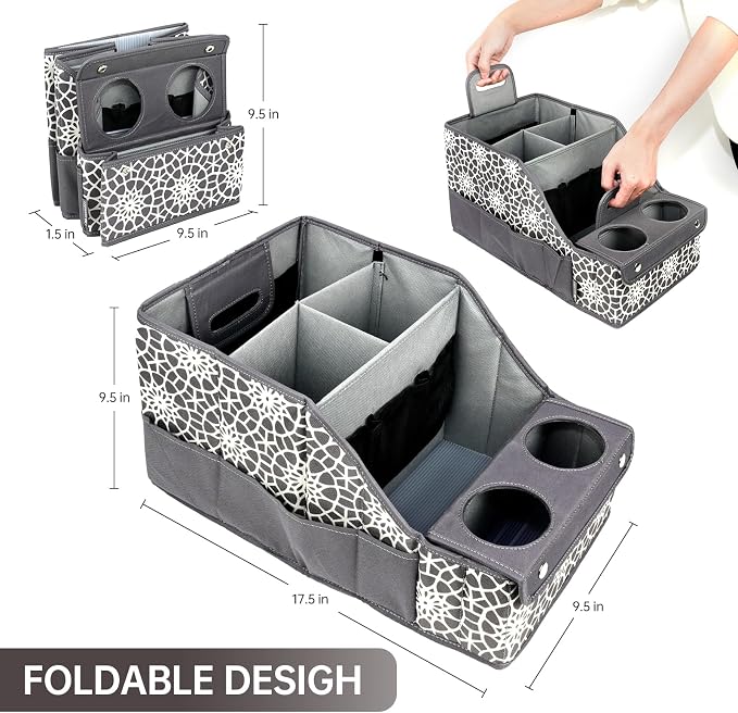 MULISOFT Car Seat Organizer - Backseat with 11 Compartments, 2 Cup Holders, and 2 Oversized Side Pockets for Travel and Storage | Made from durable Oxford fabric with a waterproof surface, anti-slip buckles, and a foldable design for easy storage. - Image 3